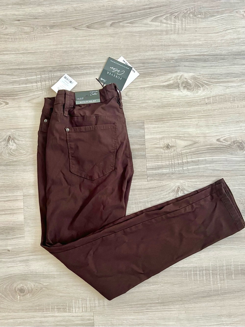 NWT Royalty For Me Women’s Stretch Pants 1X Brown Clove -Size 1X